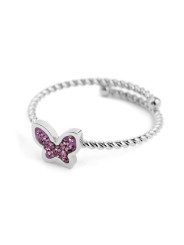 Anello Donna Marlù 18AN030P-S in Acciaio Silver con Farfalla Cristalli Viola