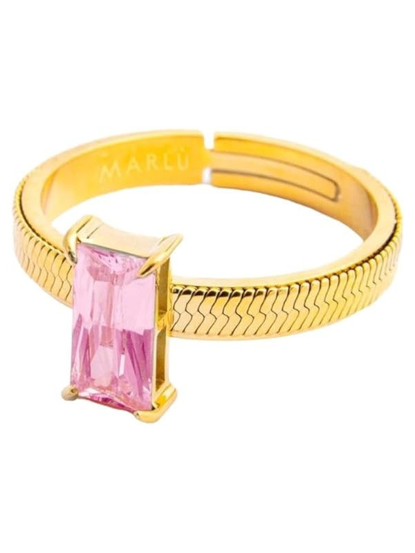 Anello Donna Marlù 31AN0003GLF-S Sparkless in Acciaio Pvd Oro Giallo con Zircone Rosa