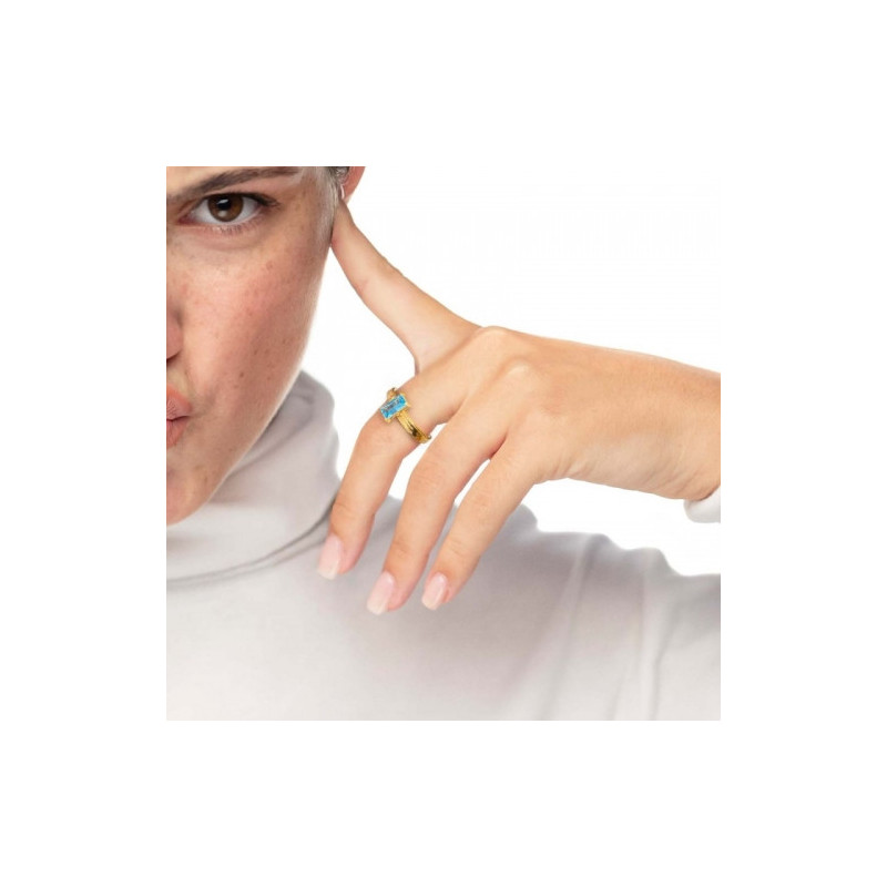 Anello Donna Marlù 31AN0003GAM-S Sparkless in Acciaio Pvd Oro Giallo con Zircone Acquamarina…