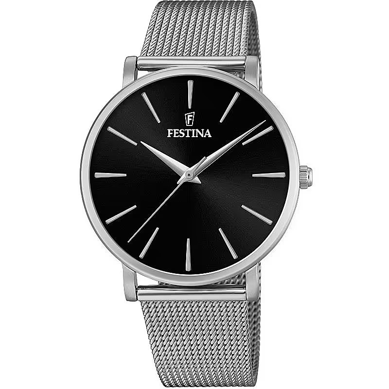 Orologio Solo Tempo Donna Festina Boyfriend F20475/4 in Acciaio Silver e Nero Orologio Solo Tempo Donna Festina Boyfriend F20475/4 in Acciaio Silver e Nero
