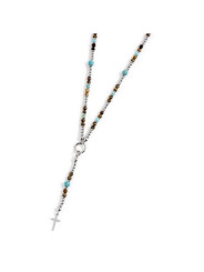 Collana Uomo Y Marlù 1CO0001 in Acciaio Colore Argento, Marrone e Turchese