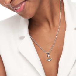 Collana Unisex Marlù Twisted 30CN0007-N in Acciaio Silver con Ancora