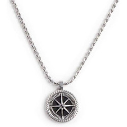 Collana Unisex Marlù Twisted 30CN0008-N in Acciaio Silver con Rosa dei Venti
