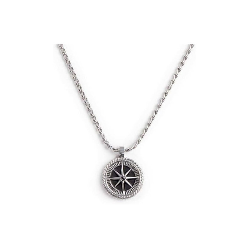 Collana Unisex Marlù Twisted 30CN0008-N in Acciaio Silver con Rosa dei Venti Collana Unisex Marlù Twisted 30CN0008-N in Acciaio Silver con Rosa dei Venti