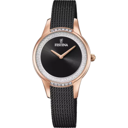 Orologio Solo Tempo Donna Festina Mademoiselle F20496/2 in Acciaio Nero e Rosè
