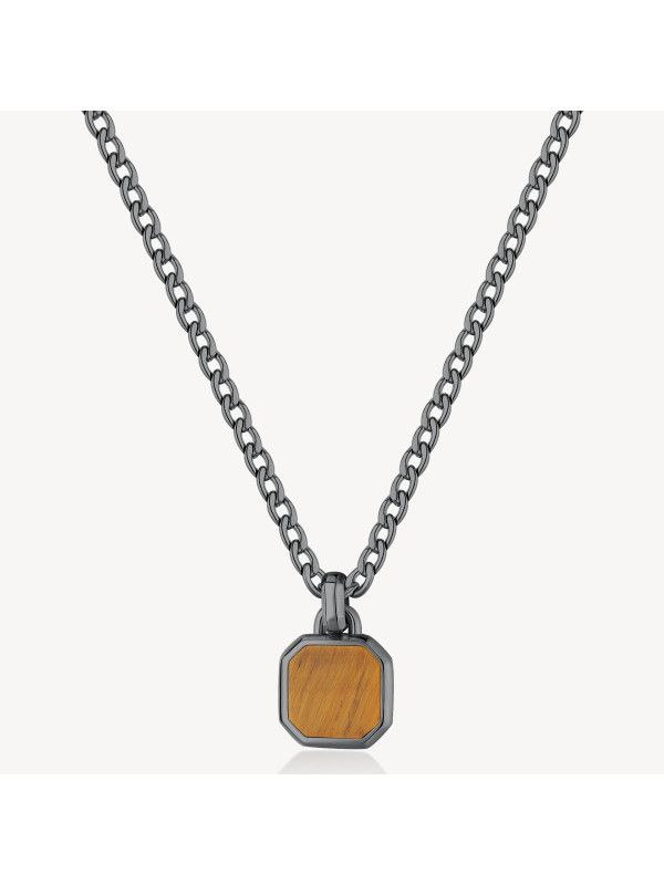 Collana Uomo Brosway Ink BIK128 in Acciaio Pvd Gun Con Pendente