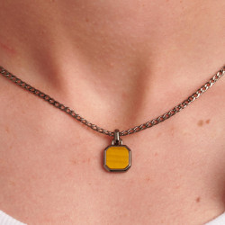 Collana Uomo Brosway Ink BIK128 in Acciaio Pvd Gun Con Pendente