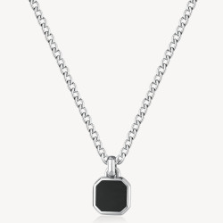 Collana Uomo Brosway Ink BIK126 in Acciaio Pvd Gun Con Pendente Nero