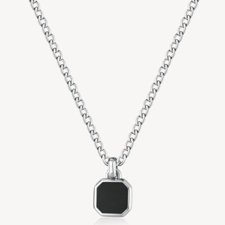 Collana Uomo Brosway Ink BIK126 in Acciaio Pvd Gun Con Pendente Nero
