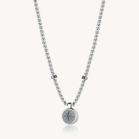 Collana Uomo Brosway Poseidon BPN01 in Acciaio Silver con Rosa dei Venti