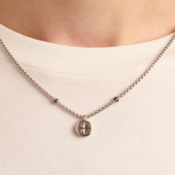 Collana Uomo Brosway Poseidon BPN01 in Acciaio Silver con Rosa dei Venti