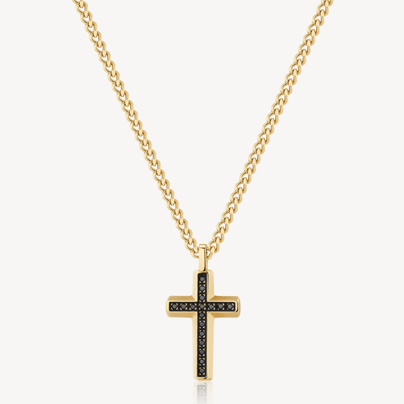 Collana Uomo Brosway Backliner BBC02 in Acciaio con Pendente Croce Colore Oro Collana Uomo Brosway Backliner BBC02 in Acciaio con Pendente Croce Colore Oro