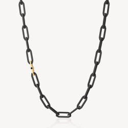 Collana Uomo Brosway Caliburn BBU02 Catena in Acciaio Pvd Oro e Nero Lucido
