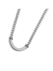 Collana Unisex Marlù 33CO0027 catena cuban con catena snake piatta centrale