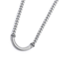 Collana Unisex Marlù 33CO0027 catena cuban con catena snake piatta centrale