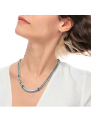 Collana Unisex Marlù 33CO0027 catena cuban con catena snake piatta centrale