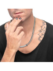Collana Unisex Marlù 33CO0027 catena cuban con catena snake piatta centrale
