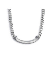 Collana Unisex Marlù 33CO0027 catena cuban con catena snake piatta centrale