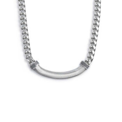 Collana Unisex Marlù 33CO0027 catena cuban con catena snake piatta centrale