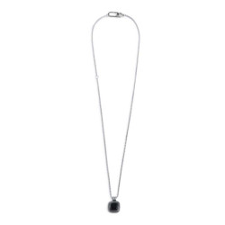 Collana Unisex Marlù 33CN0020-N Acciaio Silver con onice nera quadrata