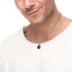 Collana Unisex Marlù 33CN0020-N Acciaio Silver con onice nera quadrata