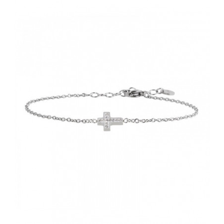 Bracciale Donna Marlù Time To 18BR084 cin Acciaio con Croce e Cristalli 16 cm