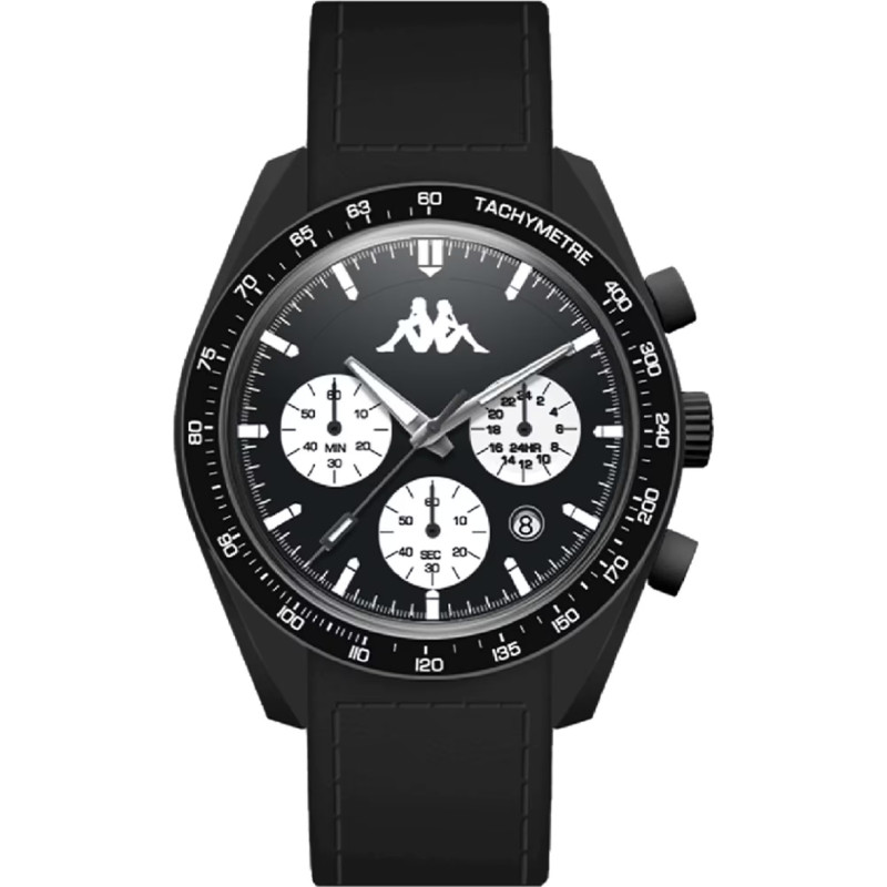 Orologio Cronografo Unisex Kappa KW-036 Cinturino in Silicone Nero Cassa 45mm Orologio Cronografo Unisex Kappa KW-036 Cinturino in Silicone Nero Cassa 45mm