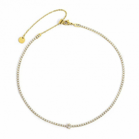 Collana Donna Marlù Tennis 2CO0076G-W in Acciaio Pvd Oro e Zirconi Bianchi