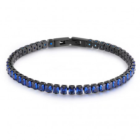 Bracciale Uomo Tennis Brosway BVD22 Avantgarde in Acciaio Pvd Nero e Cubic Blu