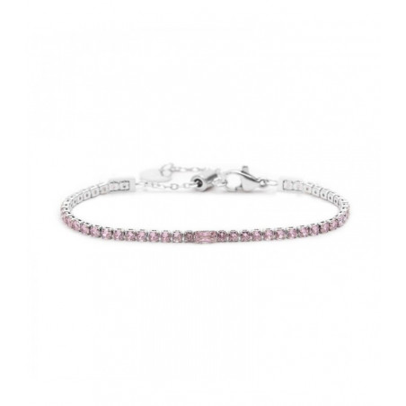 Bracciale Donna Tennis Marlù 31BR0006-LF in Acciaio Silver con Zirconi Rosa