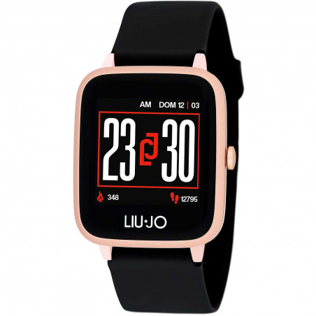 Orologio Smartwatch Unisex Liujo SWLJ046 in Silicone Nero e Cassa Oro Rosa