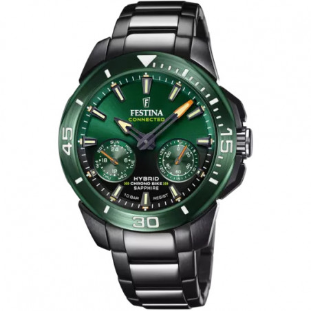 Orologio Cronografo Uomo Festina Connected F20646/1 in Acciaio Verde e Nero