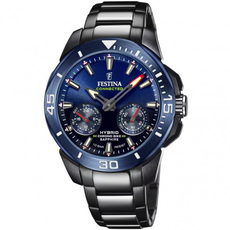 Orologio Cronografo Uomo Festina Connected F20647/1 in Acciaio Nero e Blu