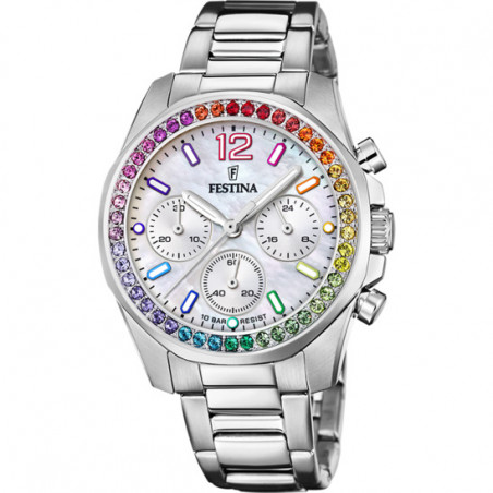 Orologio Cronografo Donna Festina Rainbow F20606/2 in Acciaio Silver