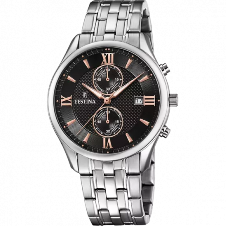 Orologio Cronografo Uomo Festina F6854/7 Timeless in Acciaio Silver e Nero