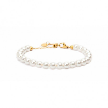 Bracciale Donna Marlù Icons 30BR0004G-W in Acciaio Oro con Perle Bianche