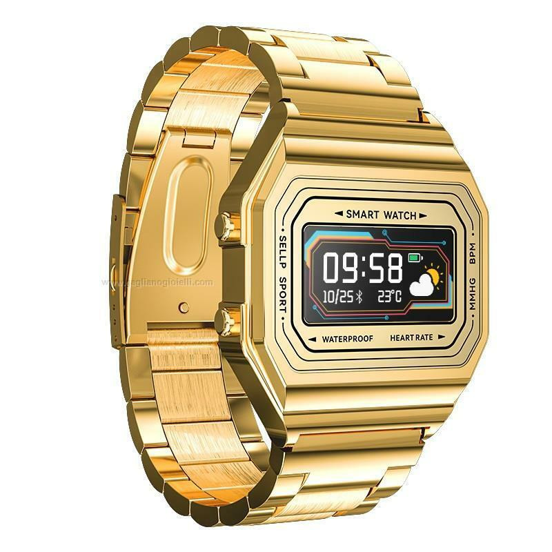 Orologio Smartwatch Unisex Paul Edward PE008C Vintage in Acciaio Colore Oro