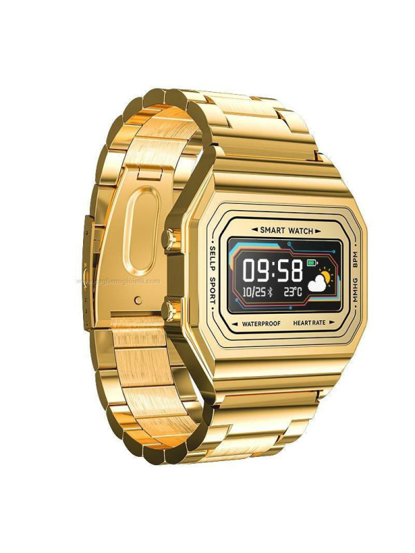 Orologio Smartwatch Unisex Paul Edward PE008C Vintage in Acciaio Colore Oro