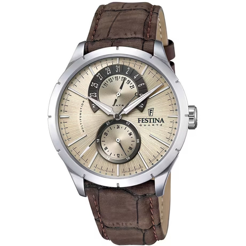 Orologio Solo Tempo Festina Uomo Retro F16573-9 Cinturino in Pelle Marrone 45mm Orologio Solo Tempo Festina Uomo Retro F16573-9 Cinturino in Pelle Marrone 45mm
