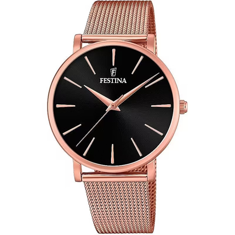Orologio Solo Tempo Donna Festina Boyfriend F20477/2 in Acciaio Oro Rosa e Nero Orologio Solo Tempo Donna Festina Boyfriend F20477/2 in Acciaio Oro Rosa e Nero