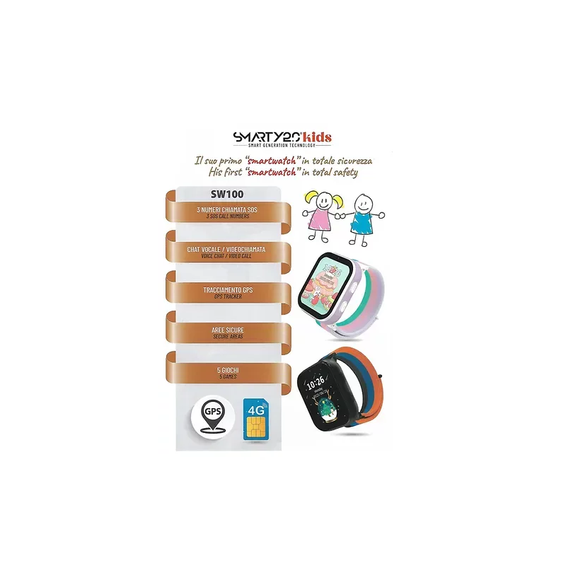 Orologio Smartwatch Bambini Smarty 2.0 SW100A Cinturino Arcobaleno Gps