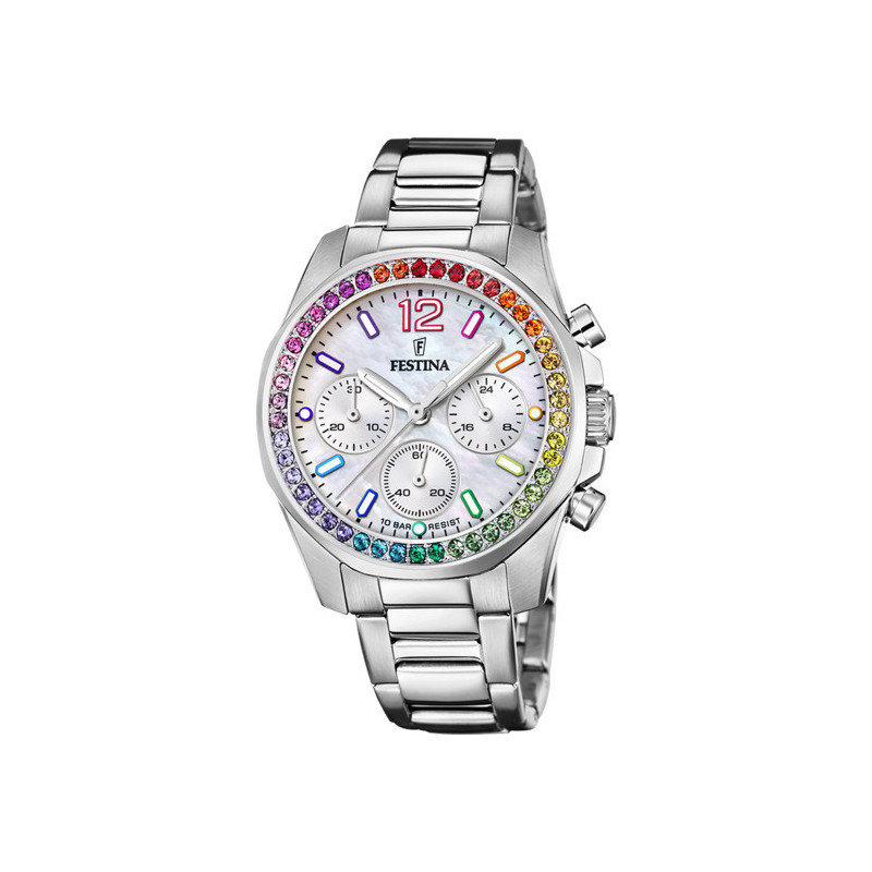Orologio Cronografo Donna Festina Rainbow F20606/2 in Acciaio Silver Orologio Cronografo Donna Festina Rainbow F20606/2 in Acciaio Silver
