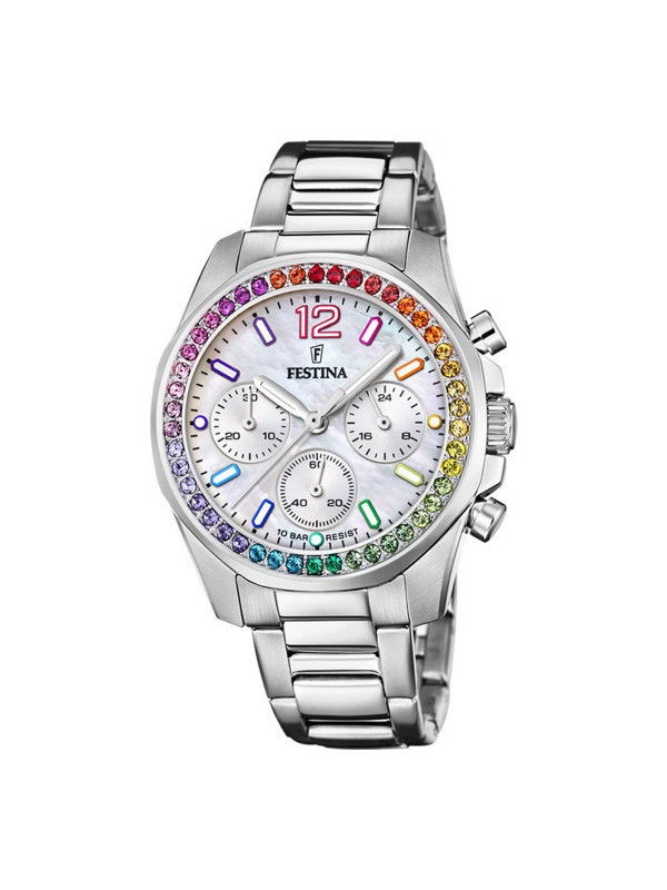 Orologio Cronografo Donna Festina Rainbow F20606/2 in Acciaio Silver