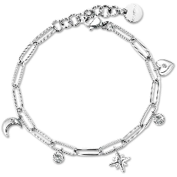 Bracciale da Donna Chant BAH49 Catena con Luna, Stella, Cuore e Cristalli