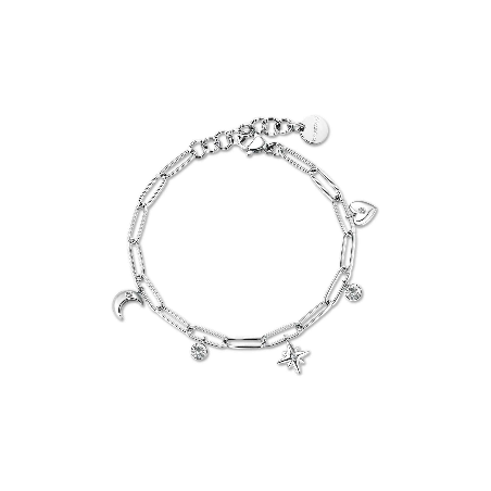 Bracciale da Donna Chant BAH49 Catena con Luna, Stella, Cuore e Cristalli