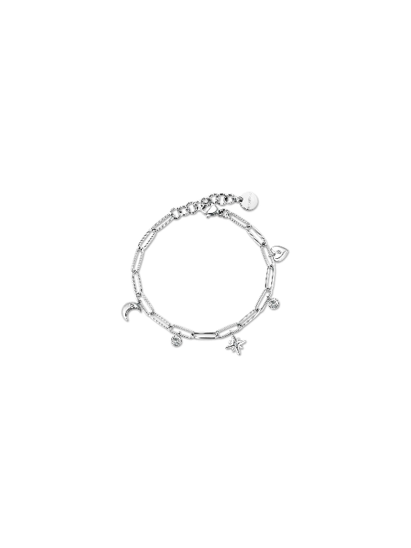 Bracciale da Donna Chant BAH49 Catena con Luna, Stella, Cuore e Cristalli