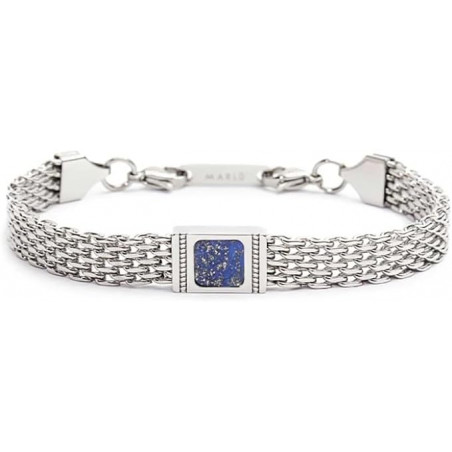 Bracciale Unisex Marlù 30BR0018-B Catena Mesh in Acciaio Silver e Pietra Blu