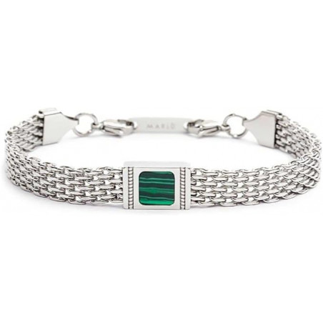 Bracciale Unisex Marlù 30BR0018-V Catena Mesh in Acciaio Silver con Pietra Verde