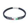 Bracciale Unisex Nadir in Silicone Nero con Bandiera Italia in Acciaio