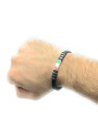 Unisex Nadir Black Silicone Bracelet with Italian Flag in Steel